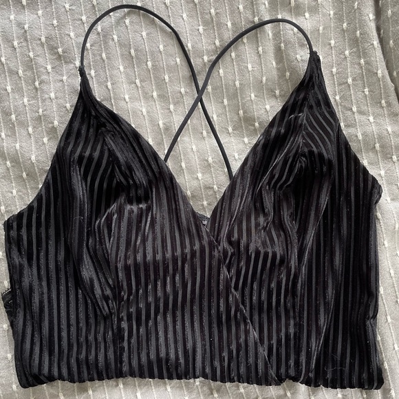 Dynamite Stripped Velvet Bodysuit - Picture 4 of 8